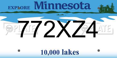 772XZ4 Minnesota License Plate