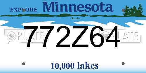 772Z64 Minnesota License Plate