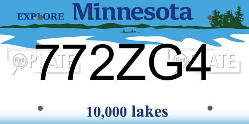 772ZG4 Minnesota License Plate