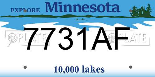 7731AF Minnesota License Plate