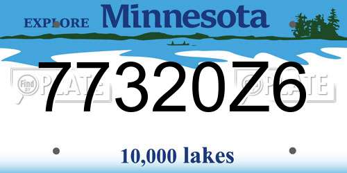 77320Z6 Minnesota License Plate