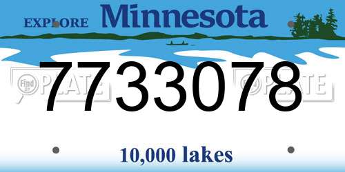 7733078 Minnesota License Plate