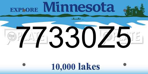 77330Z5 Minnesota License Plate