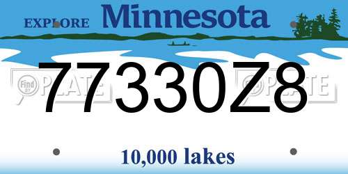 77330Z8 Minnesota License Plate