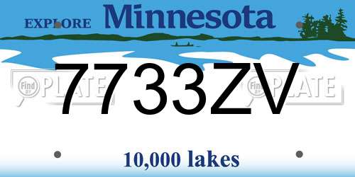 7733ZV Minnesota License Plate