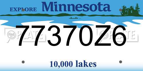 77370Z6 Minnesota License Plate