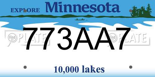 773AA7 Minnesota License Plate