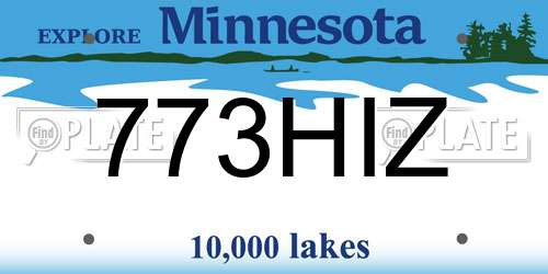 773HIZ Minnesota License Plate