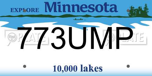 773UMP Minnesota License Plate