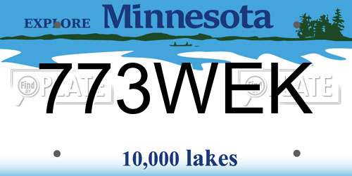 773WEK Minnesota License Plate