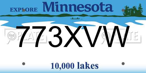 773XVW Minnesota License Plate