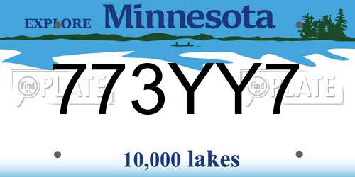 773YY7 Minnesota License Plate