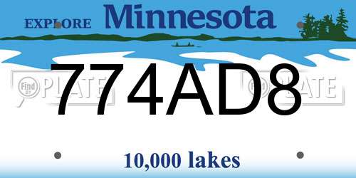 774AD8 Minnesota License Plate