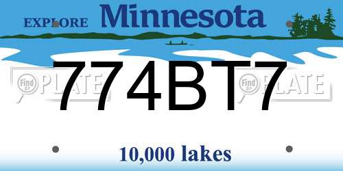 774BT7 Minnesota License Plate