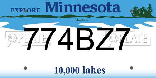 774BZ7 Minnesota License Plate