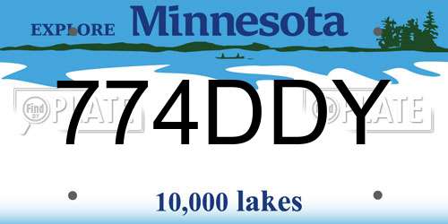 774DDY Minnesota License Plate