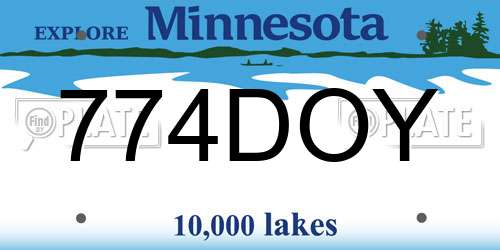774DOY Minnesota License Plate