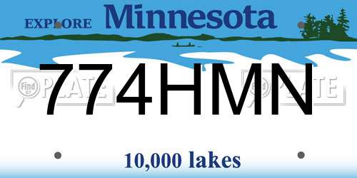 774HMN Minnesota License Plate