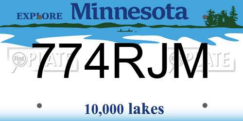 774RJM Minnesota License Plate