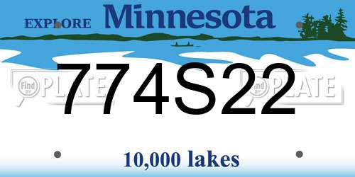 774S22 Minnesota License Plate