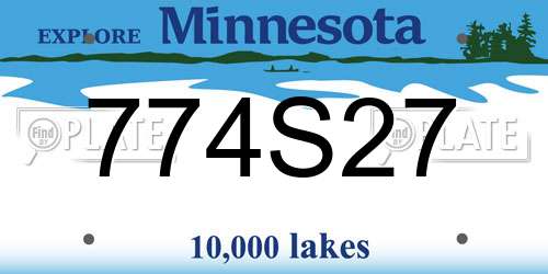 774S27 Minnesota License Plate