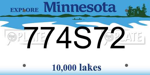 774S72 Minnesota License Plate