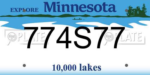 774S77 Minnesota License Plate