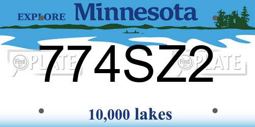 774SZ2 Minnesota License Plate
