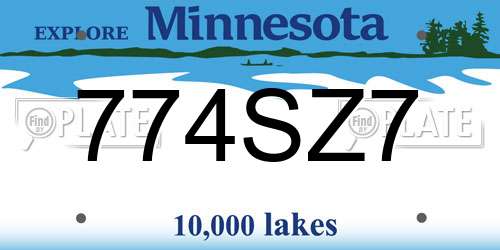 774SZ7 Minnesota License Plate