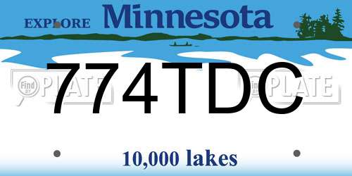 774TDC Minnesota License Plate