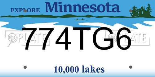 774TG6 Minnesota License Plate
