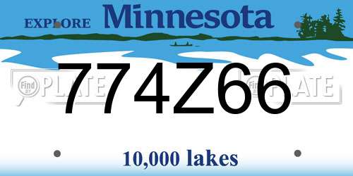 774Z66 Minnesota License Plate
