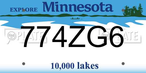 774ZG6 Minnesota License Plate