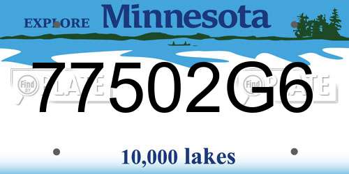 77502G6 Minnesota License Plate