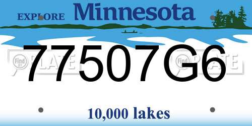 77507G6 Minnesota License Plate