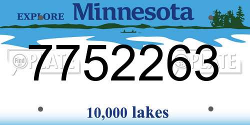 7752263 Minnesota License Plate