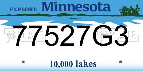 77527G3 Minnesota License Plate