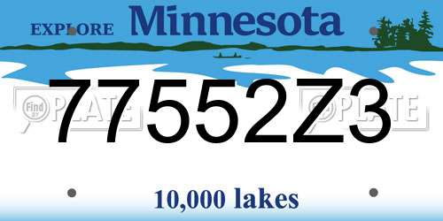 77552Z3 Minnesota License Plate