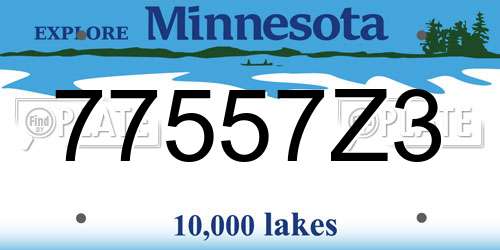 77557Z3 Minnesota License Plate