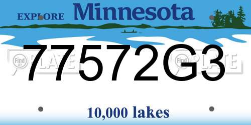 77572G3 Minnesota License Plate