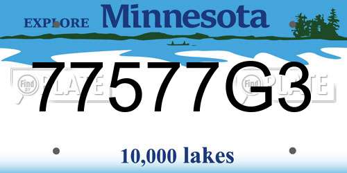 77577G3 Minnesota License Plate