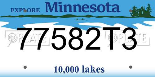 77582T3 Minnesota License Plate