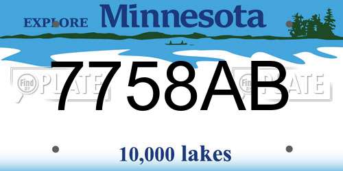 7758AB Minnesota License Plate