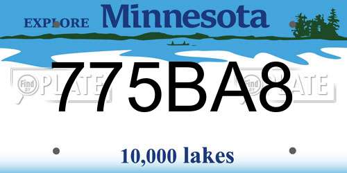 775BA8 Minnesota License Plate