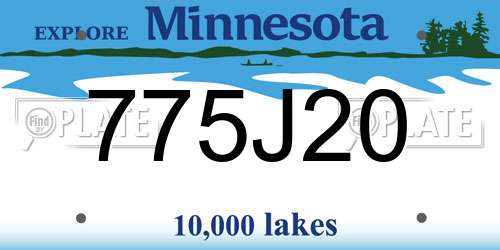 775J20 Minnesota License Plate