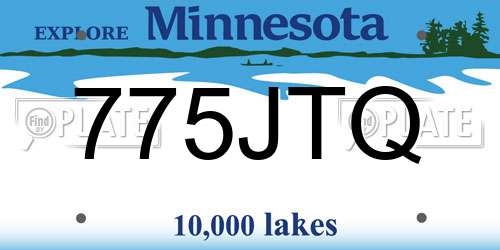 775JTQ Minnesota License Plate