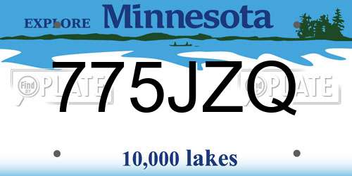 775JZQ Minnesota License Plate