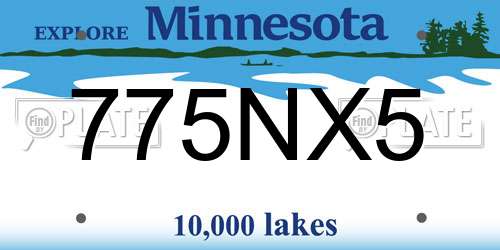 775NX5 Minnesota License Plate