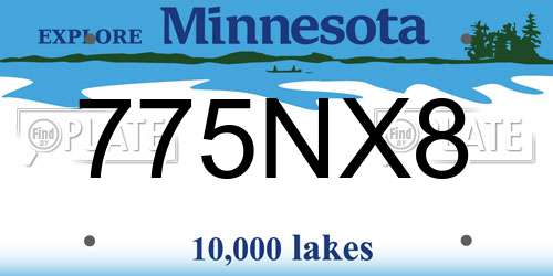 775NX8 Minnesota License Plate