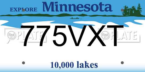 775VXT Minnesota License Plate